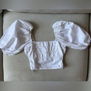 Abercrombie & Fitch White Puff Sleeve Blouse, XXS